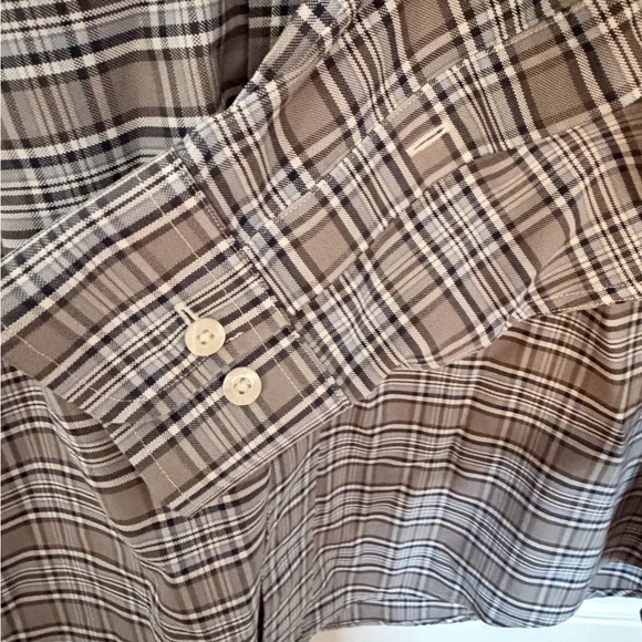 Brooks Brothers Brown Blue Checkered Shirt 100% American Supima Cotton Med - Picture 9 of 9